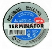 Изолента Terminator ПРЕМИУМ IU1K (черная) 19мм*20м термостойкая,огнеупор.(эл.285%)(10/200)