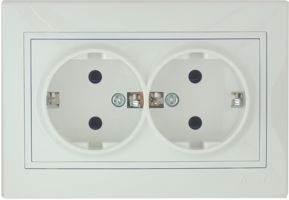 Розетка 2гн з/к MIRA (керам) бел (0202127)