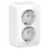 BLANCA О/У РОЗЕТКА двойная с заземлением со шт. ИЗОЛ.ПЛ.,16А, 250В, БЕЛЫЙ