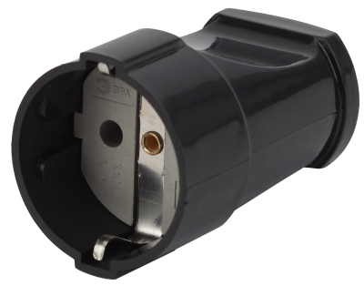 Штепсельное гнездо с з/к черный ЭРА R*2-В (24/384)