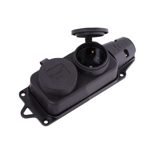 Колодка двойная с заглуш.  каучук 2Р+РЕ 16А/220-240В (0400-0110) Lezard (72)